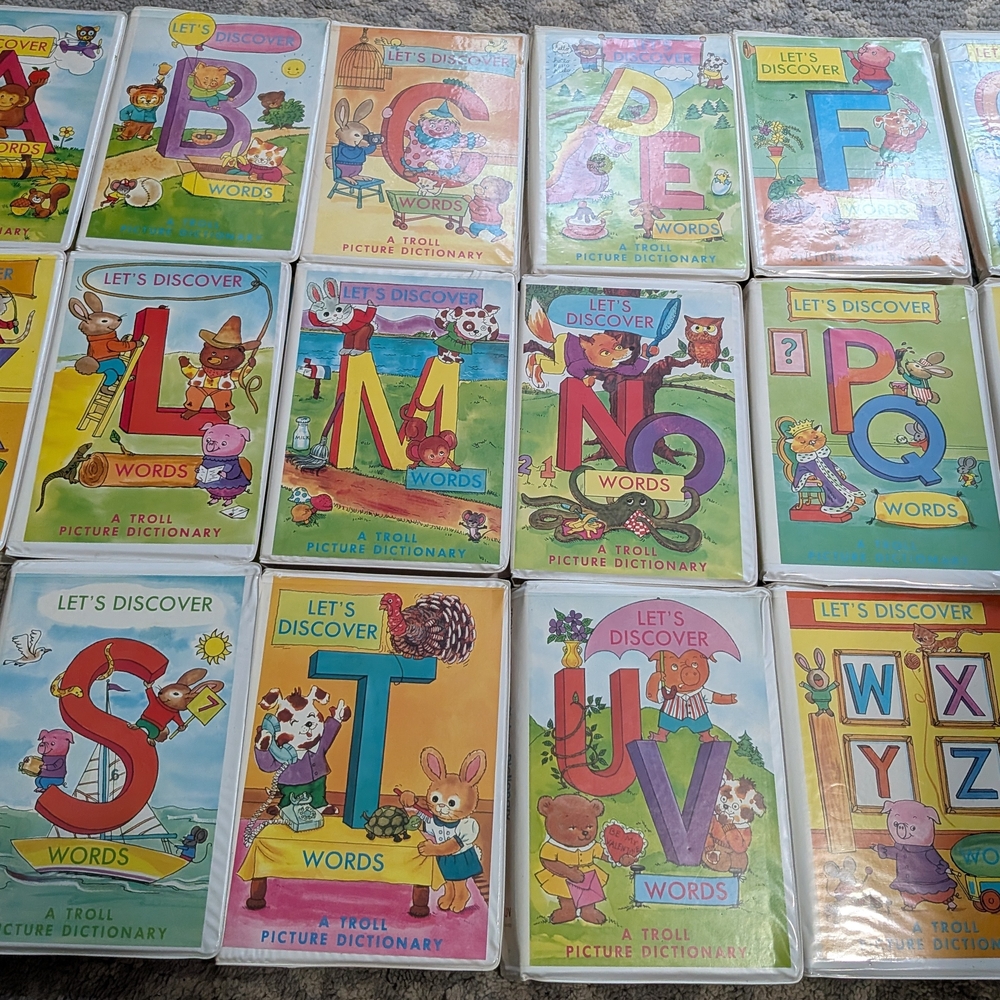 Vintage A Troll Picture Dictionary Let's Discover Words Set